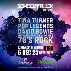 Tina Turner, Pop Legends, David Bowie, Michael Jackson vs Prince and 70s Rock Adult Gig