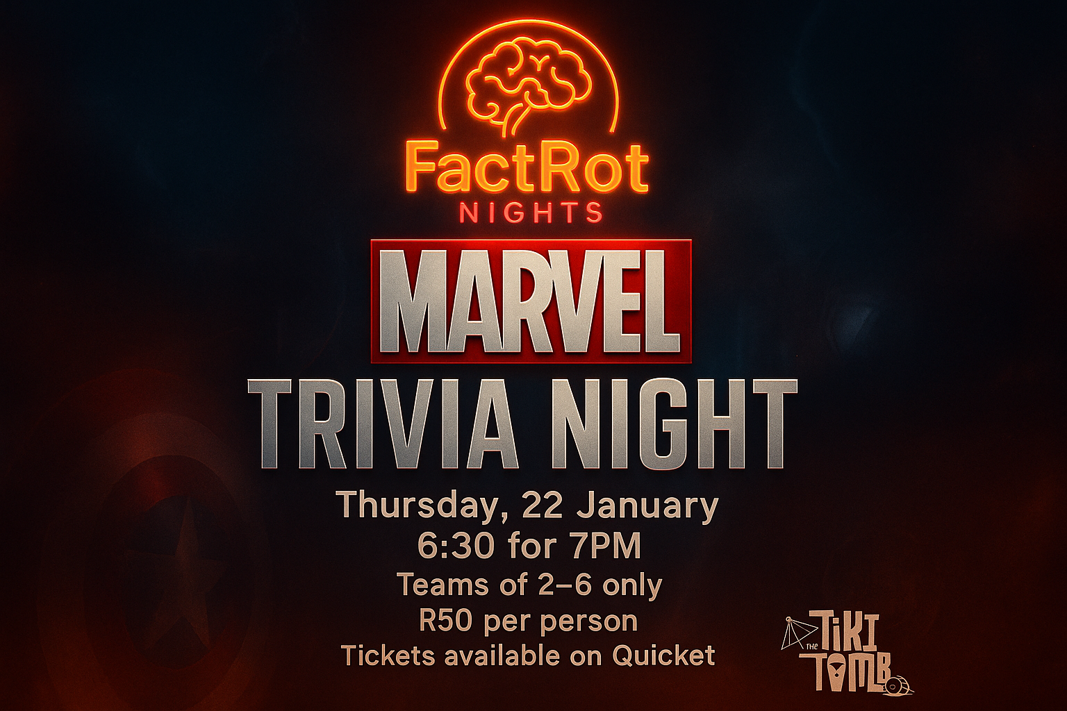 FactRot Nights presents Pop Culture Quiz Night in Cape Town (Marvel Themed)