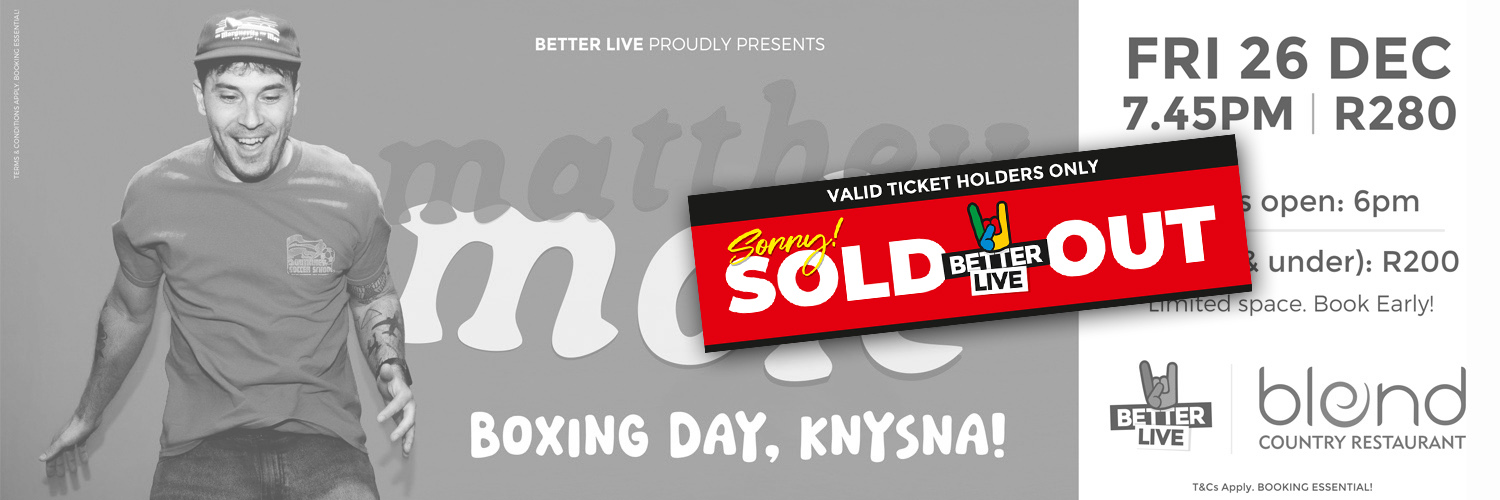 Matthew Mole live in Knysna (Boxing Day)