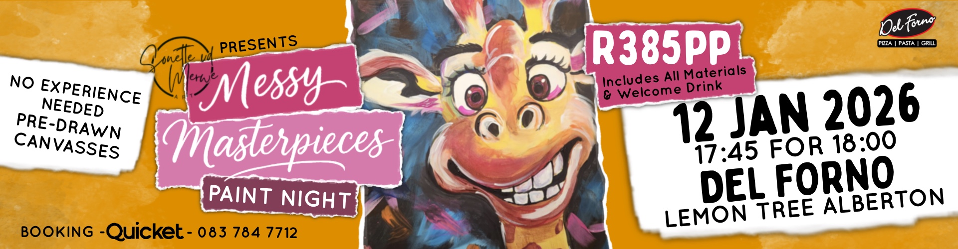 Messy Masterpieces Paint Night @ Del Forno Lemon Tree Alberton