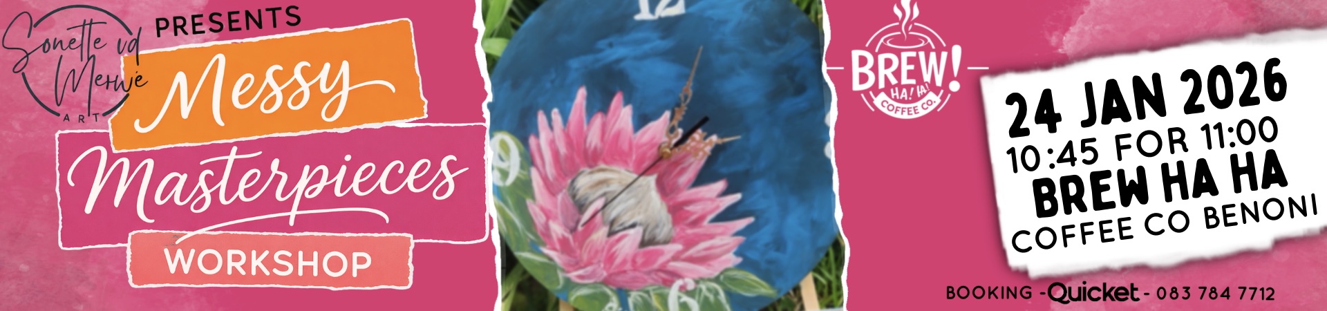 Messy Masterpieces Clock Workshop @ Brew Ha Ha Cafe Benoni