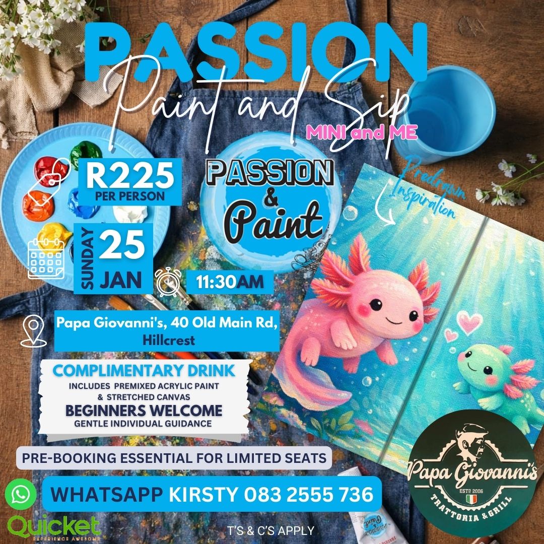 Passion Paint and Sip - Mini and Me - Axolotl