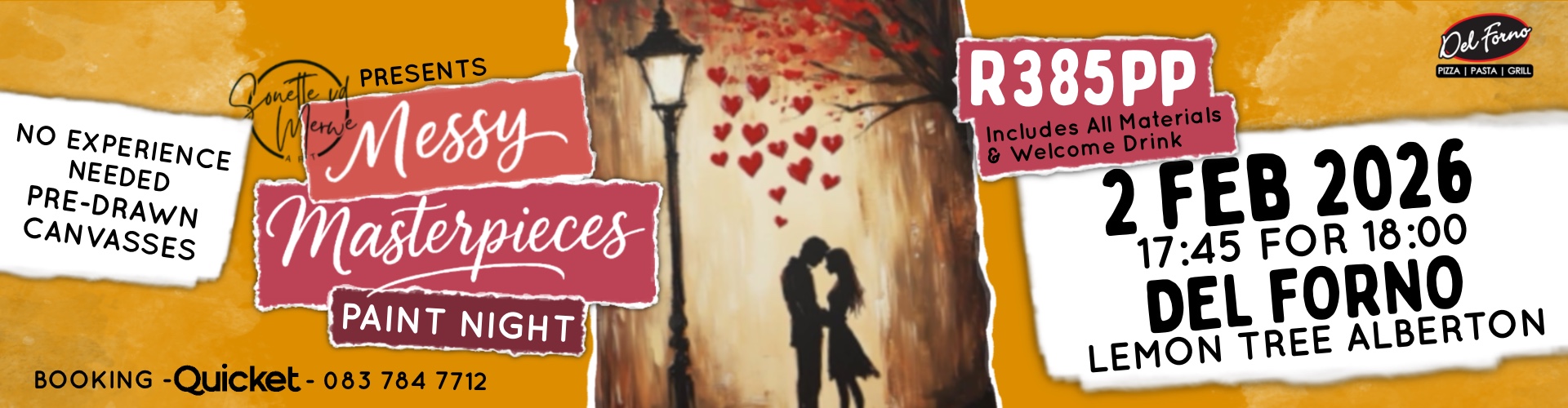 Messy Masterpieces Paint Night @ Del Forno Lemon Tree (Alberton)