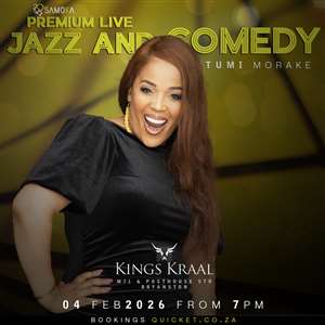 LIVE Jazz & Comedy with Tumi Morake at Kings Kraal, Bryanston, JHB 04 Feb 2026
