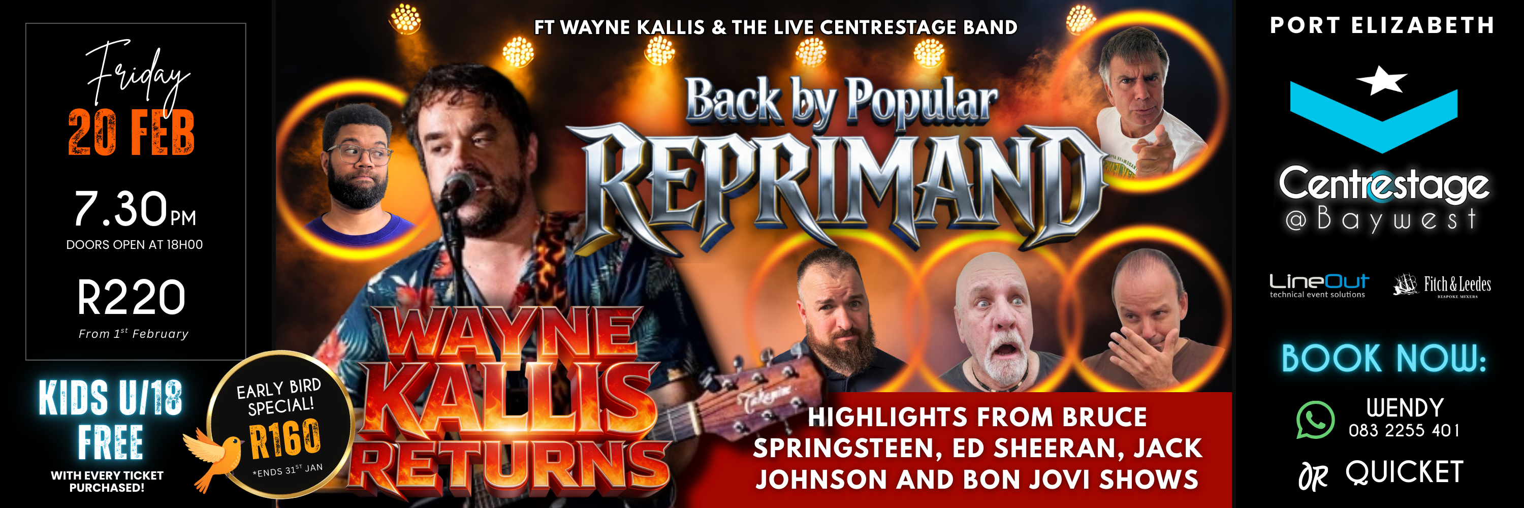 BACK BY POPULAR REPRIMAND- 20 Feb, 19:30 at Centrestage@Baywest