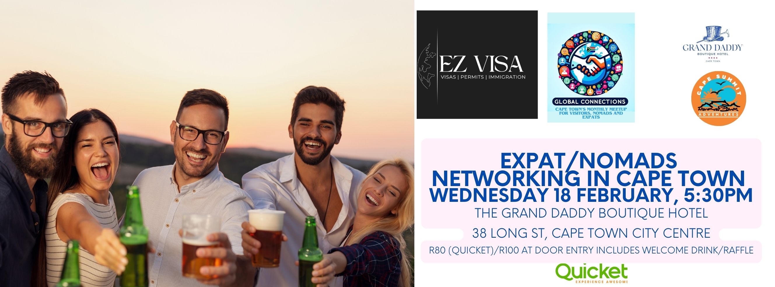 Expat/Nomads Social Networking Drinks in Cape Town - Wednesday 18 Feb @ Skybar Grand Daddy Boutique