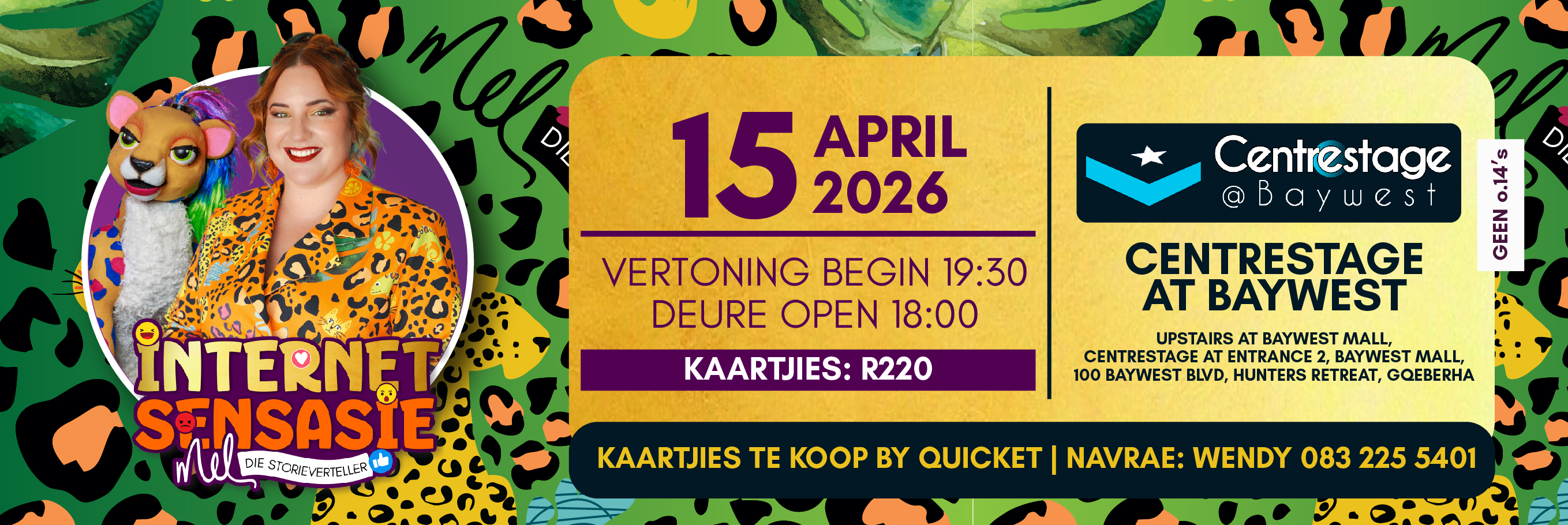 INTERNET SENSASIE- Mel die Storie Verteller. 15 April by Centrestage@Baywest