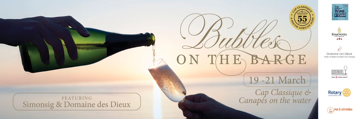 The Great Kenton Wine Festival 2026 | Bubbles on the Barge "The Jolly Roger" with Rotary – Simonsig & Domaine des Dieux | Bushman’s River