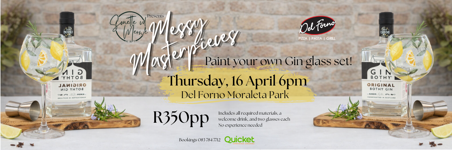 Messy Masterpieces Gin Glass Painting @ Del Forno Moraleta Park
