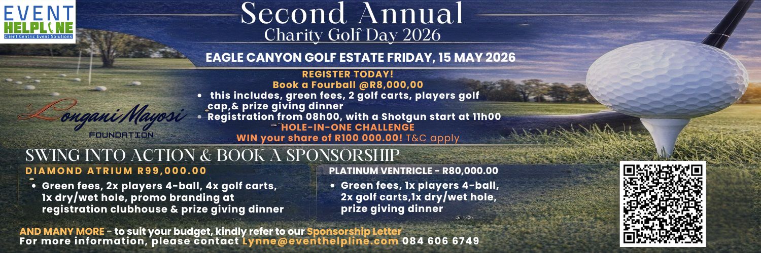 Bongani Mayosi Foundation Fundraising Golf Day:  15th May 2026 at Eagle Canyon Golf Course