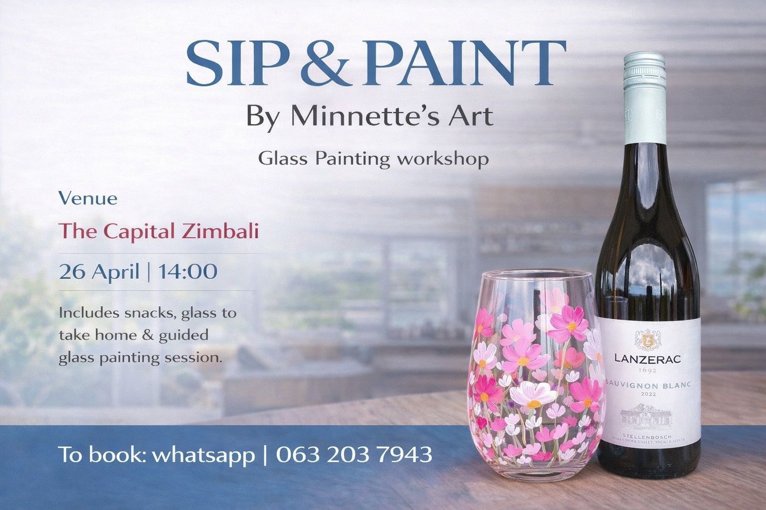 Sip & Paint - Glass Painting Workshop - Zimbali -