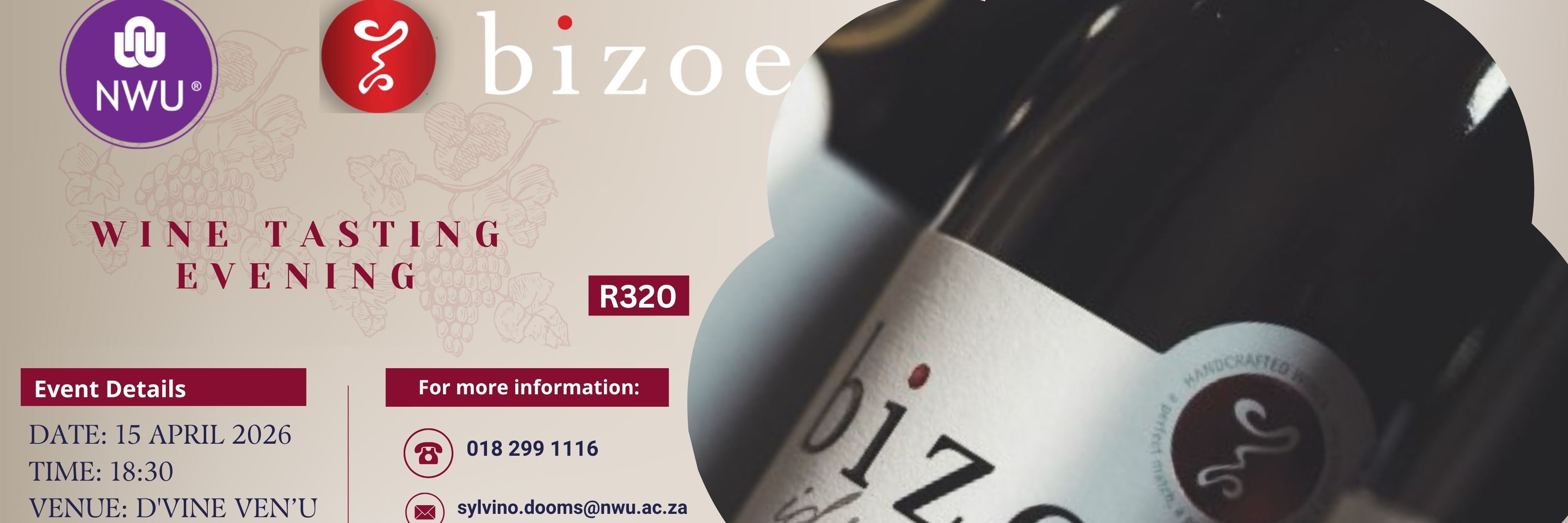NWU Wine Tasting - Bizoe Winery 15 April 2026