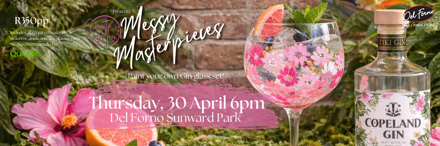 Messy Masterpieces Gin Glass Painting Workshop @ Del Forno Sunward Park