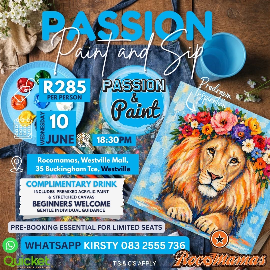 Passion Paint and Sip - Floral Lion - Big 5 Series