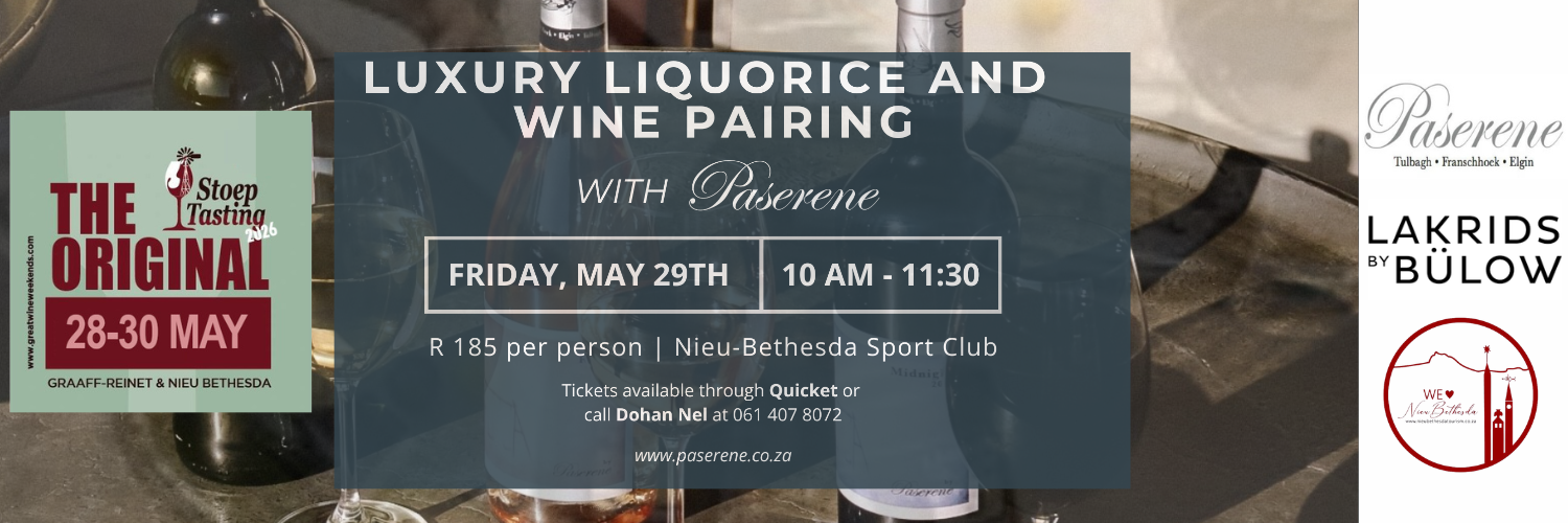 Stoeptasting - Luxury Liquorice and Wine Pairing with Paserene