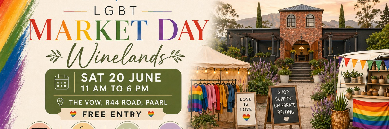 LGBT Market Day in the Winelands - Saturday 20 June 2026 - The Vow R44, Paarl