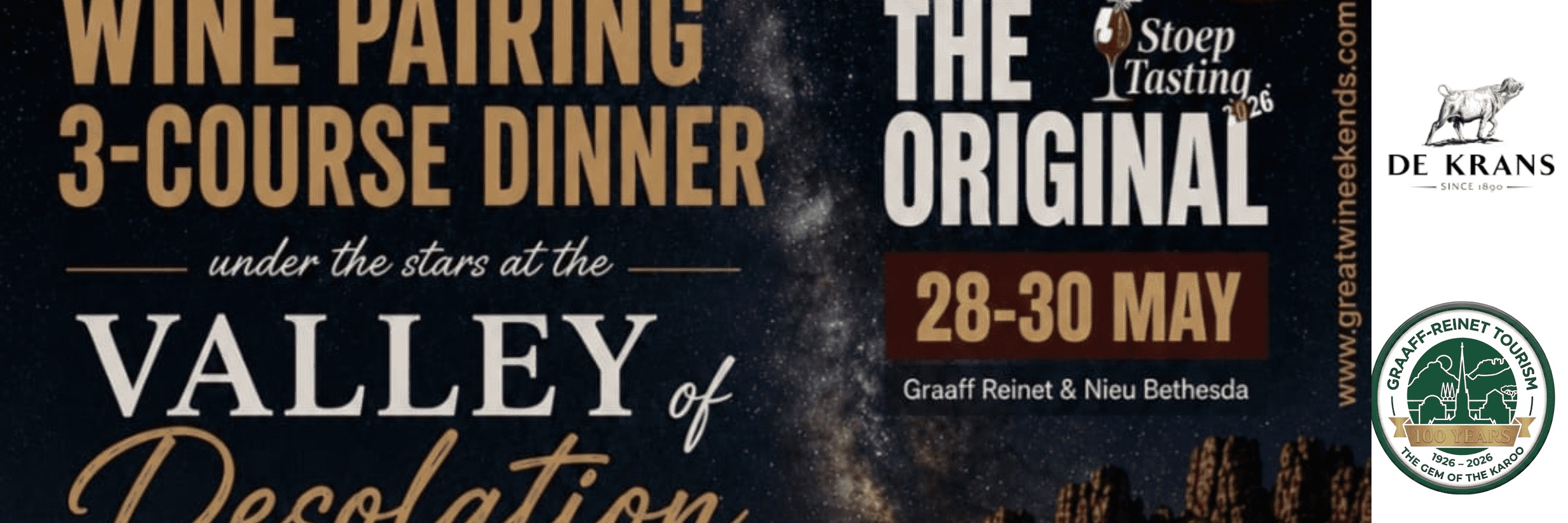 Stoeptasting - Wine Pairing, 3-Course Dinner - Valley of Desolation