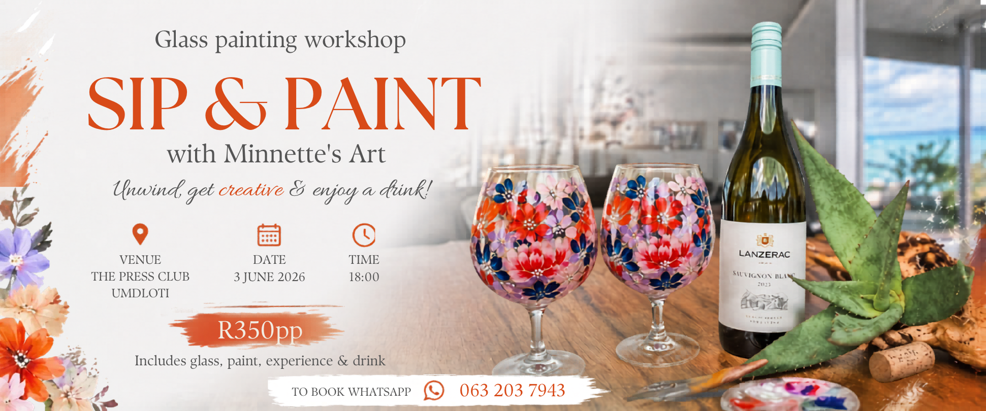 Sip & Paint - The Press Club - Glass Painting Workshop