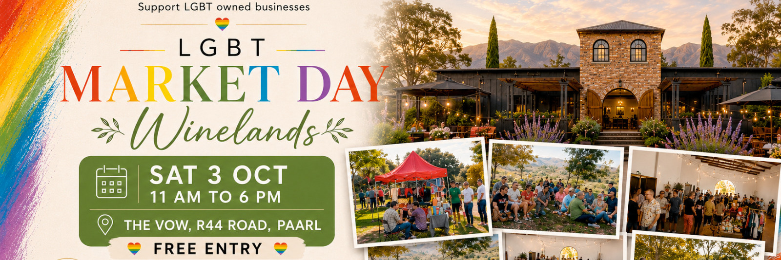 LGBT Spring Market Day in the Winelands - Saturday 3 October 2026 at The Vow