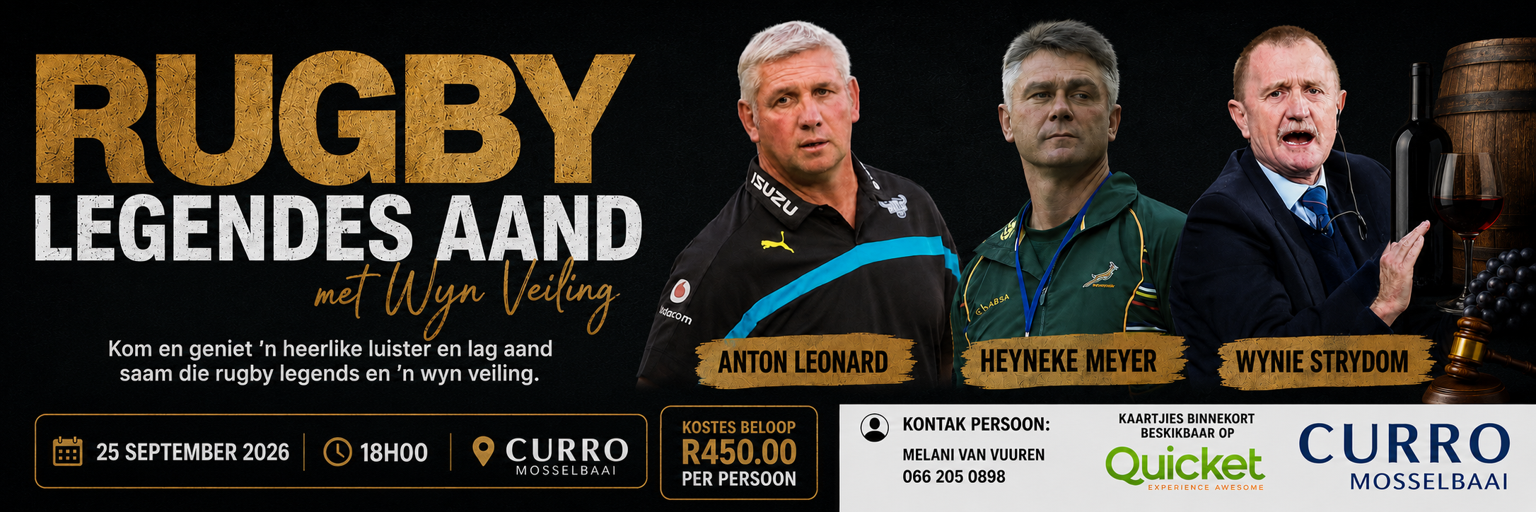 Rugby Legendes Aand en Wyn Veiling
