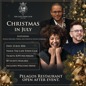Book tickets for Christmas in July at The Cape Town Club