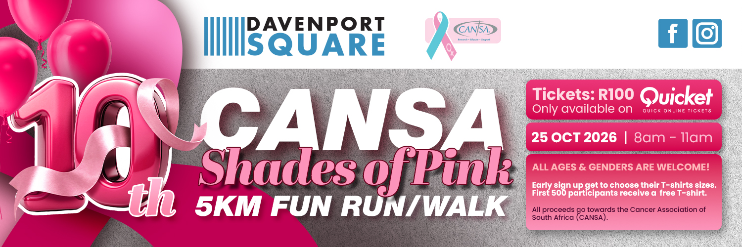 10th Annual CANSA Shades of Pink Davenport Square 5km Fun Run/Walk 2026