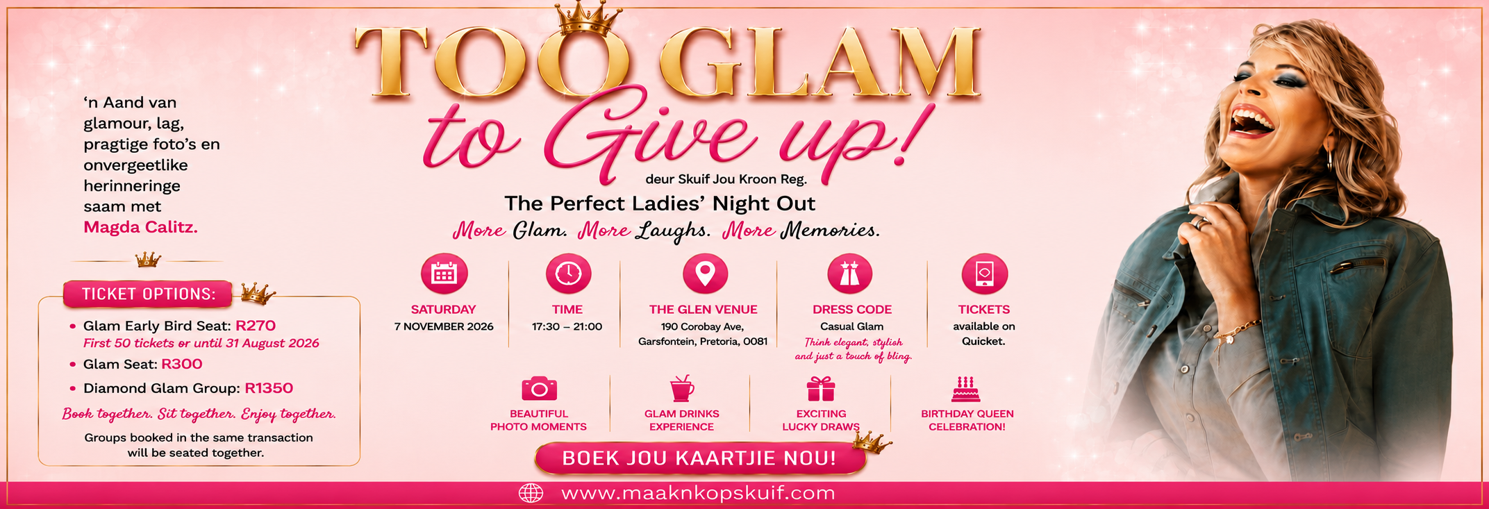 TOO GLAM TO GIVE UP!!                                                                         Women's Month Experience | Pretoria