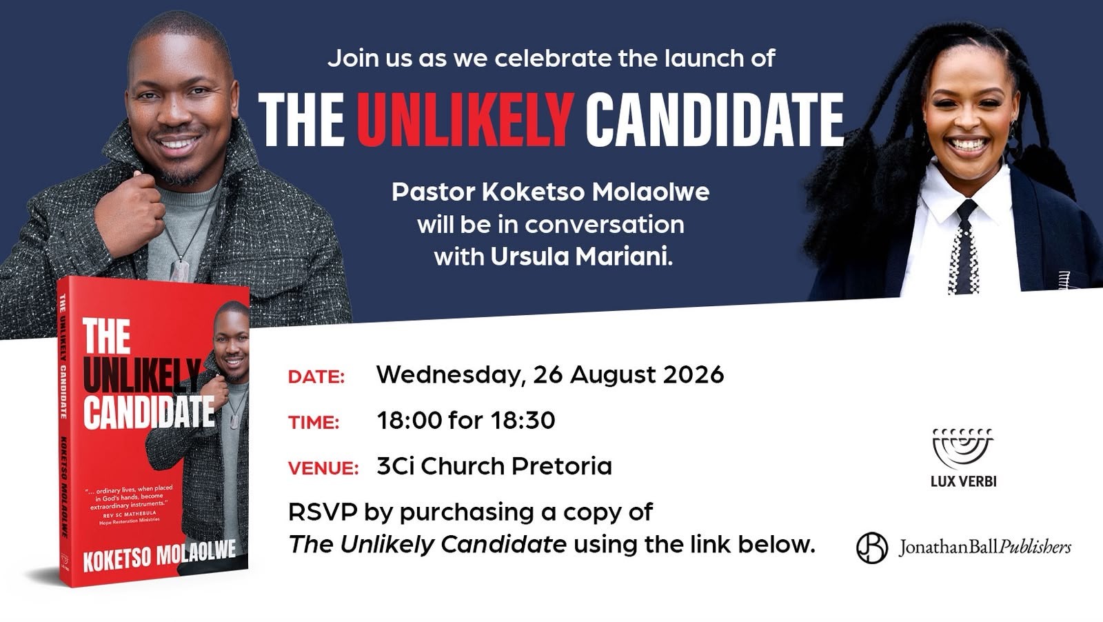 The Unlikely Candidate Book Launch (Pretoria) with Koketso Molaolwe