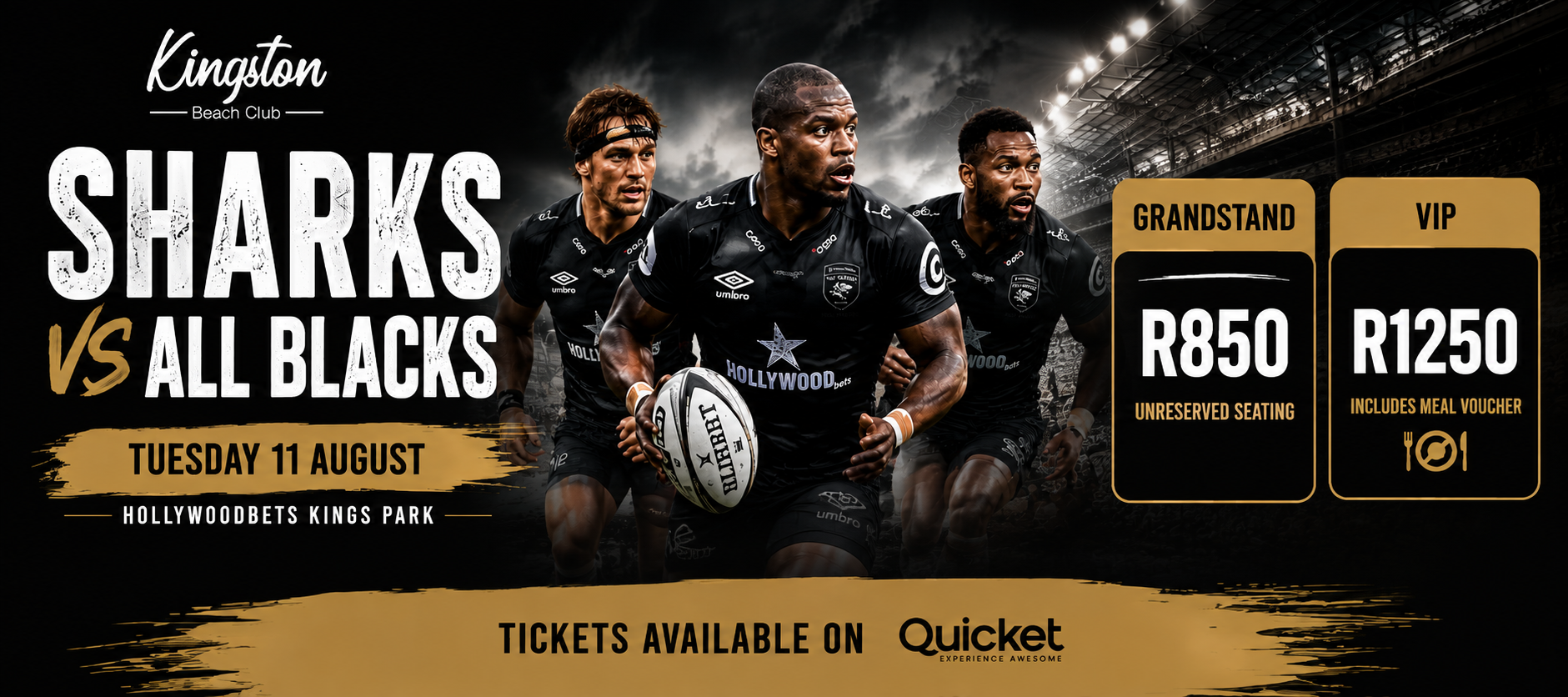 SHARKS vs ALL BLACKS live at Kingston Beach Club