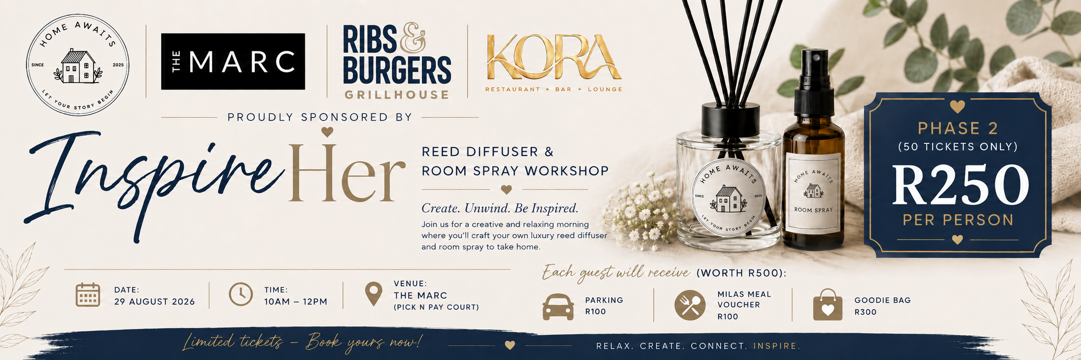 Inspire Her - Reed Diffuser & Room Spray Workshop  THE MARC SANDTON