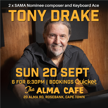 Tony Drake at The Alma Cafe poster
