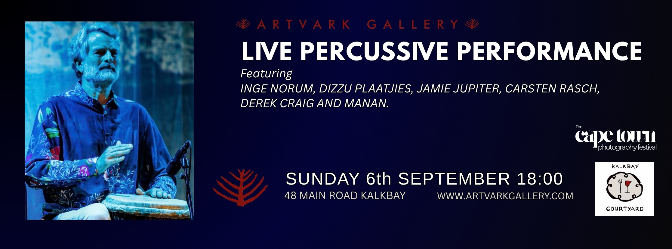 LIVE PERCUSSIVE PERFORMANCE at Artvark Gallery.