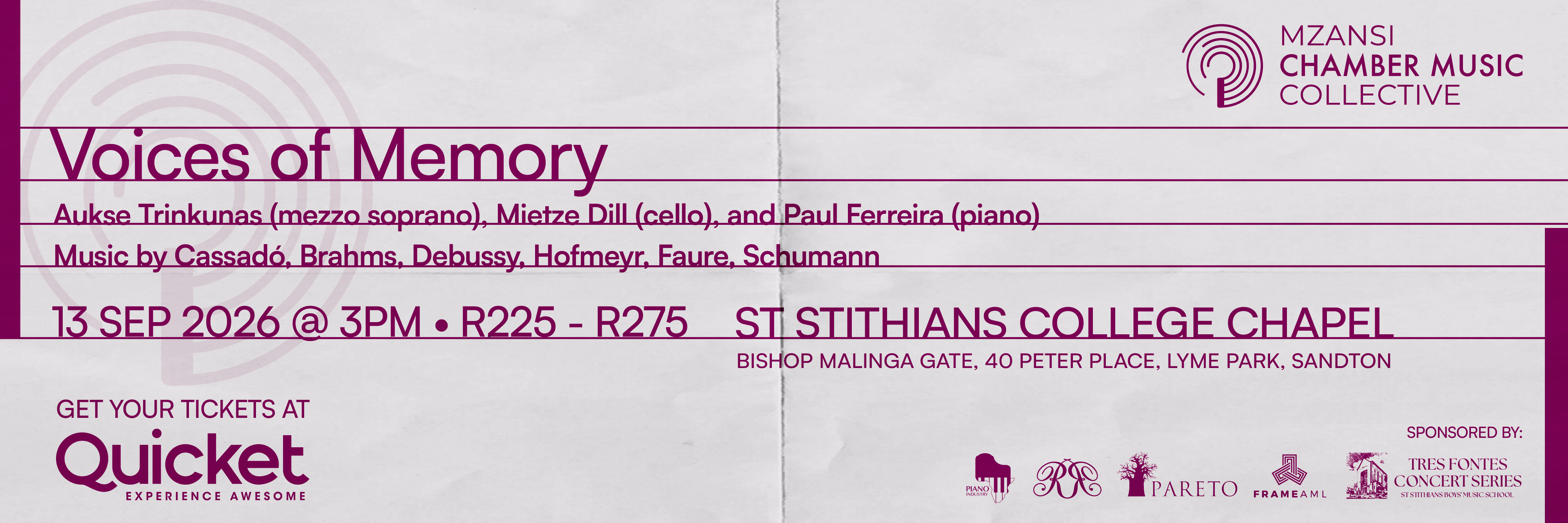 Voices of Memory - Music for Mezzo-Soprano, Cello, and Piano