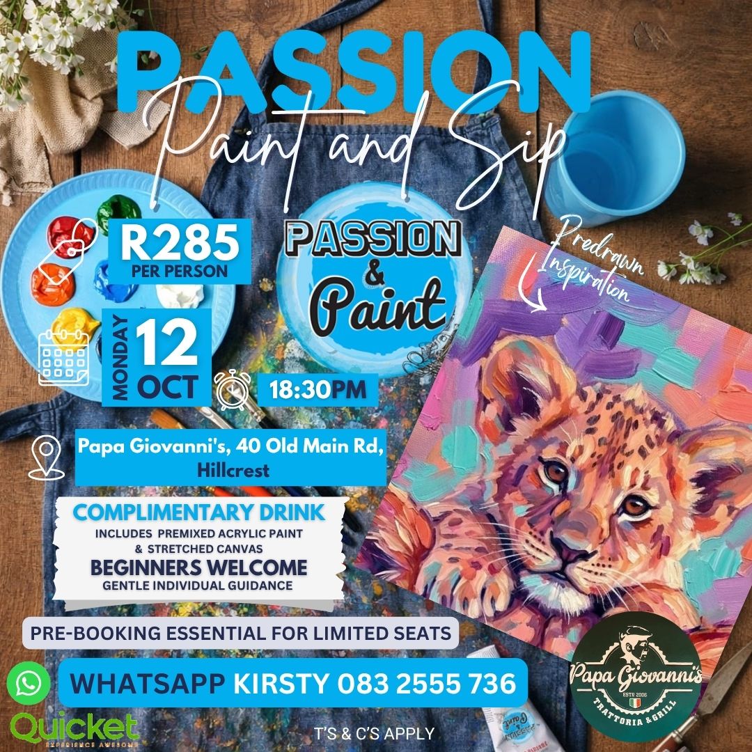 Passion Paint and Sip - Little Lion Cub