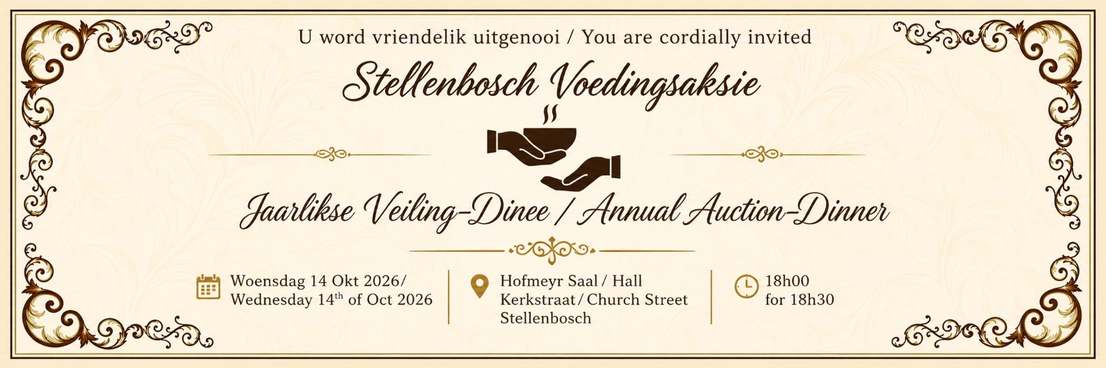 Stellenbosch Voedingsaksie Jaarlikse Veiling-Dinee | Annual Auction Dinner 2026
