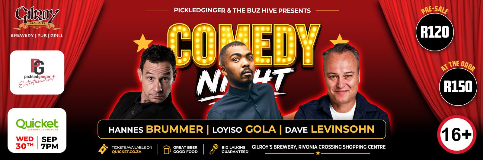 Comedy Night @ Gilroys Brewery 30 September