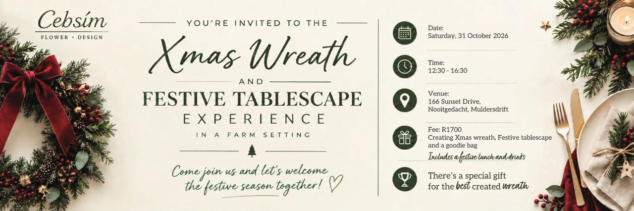 Christmas Wreath and Festive Tablescape Experience