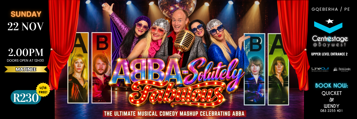 ABBA-SOLUTELY FABULOUS ft Aaron McIlroy, Lisa Bobbert, and Marion Loudon. Sunday Matinee, 22 November 2026 at Centrestage@Baywest