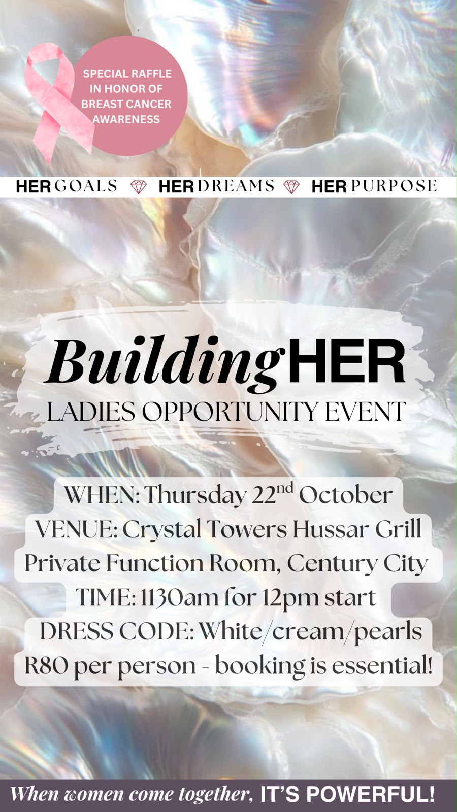 Building HER Showcase -  22 October @11h30  Conference room  Hussar Grill
