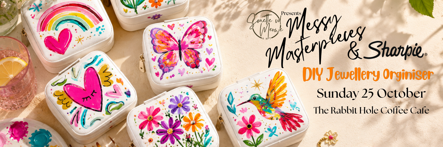Messy Masterpieces x Sharpie _ Paint & Sip @ The Rabbit Hole Coffee Cafe