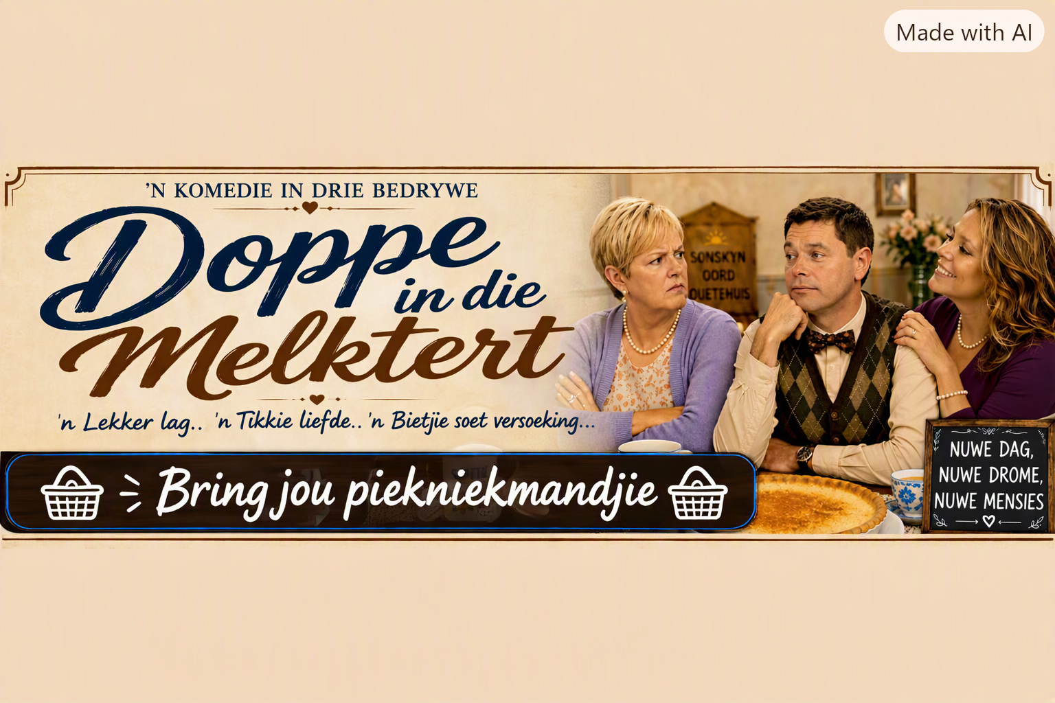 Doppe in die Melktert – ’n Komedie in drie bedrywe – 06 November!