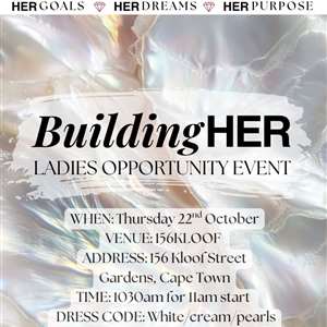 Image de la source — Building HER Showcase - 22 October @10h30 for 11h00 start 156 Kloof street