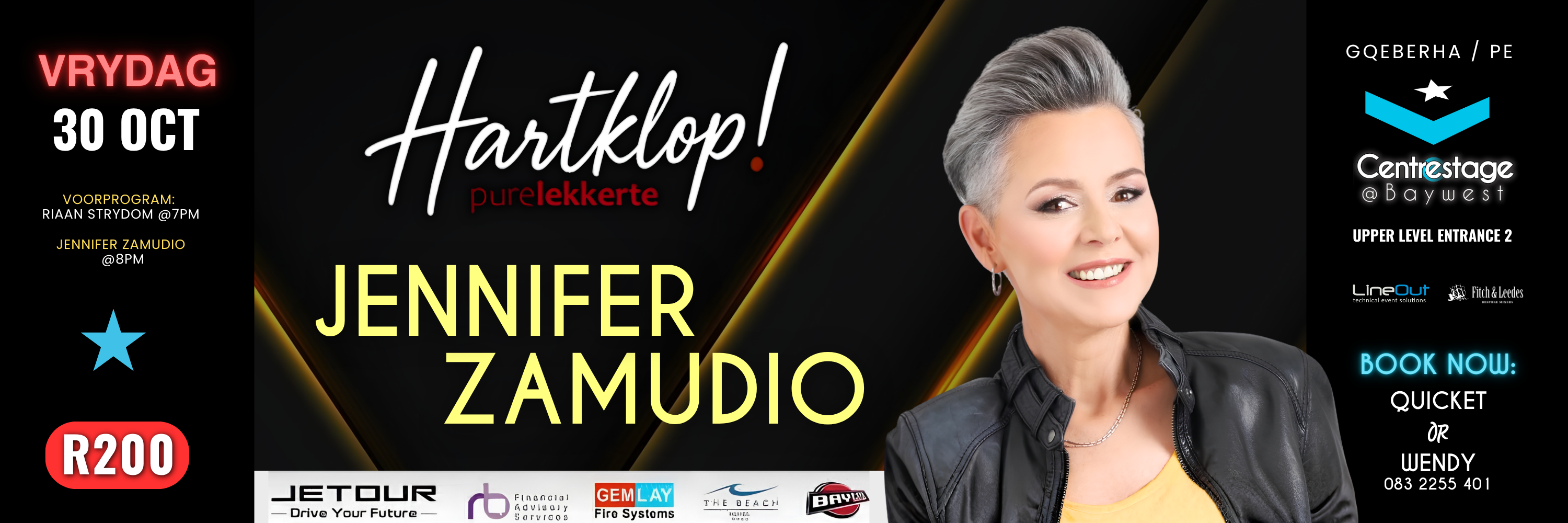 JENNIFER ZAMUDIO: HARTKLOP- Pure Lekkerte!! 30 Oct, 19:00 at Centrestage@Baywest